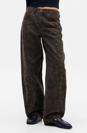 BDG Logan Ocelot High Waist Baggy Wide Leg Jeans in Brown Print at Nordstrom Rack, Size 24 X 32