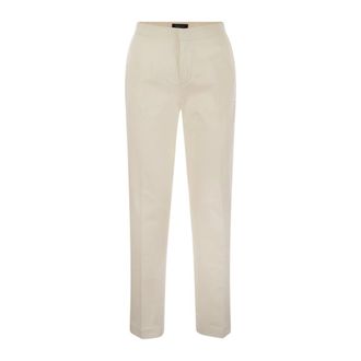Fabiana Filippi Straight Trousers, female, Beige, Size: 2XS Cotton Gabardine Trousers