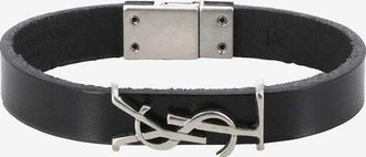 Saint Laurent Armband aus Leder und silbernem Metall Opyum