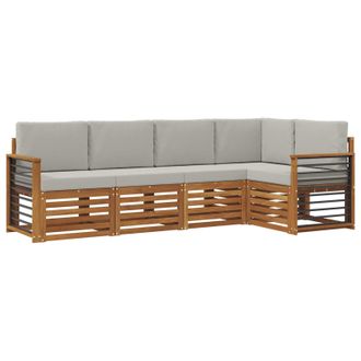 vidaXL Conjunto De Sof&aacute; Seccional Con Coj&iacute;n 5 Pcs Gris Natural Y Claro Vidaxl