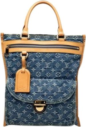 Louis Vuitton Pre-owned Monogram Denim Tote Bag - Dames - Vintage Shopper - Blauw - ONE Size - Denim - Vintage