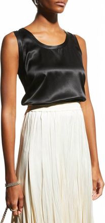 Lafayette 148 New York Perla Luxe Reversible Silk Charmeuse Blouse In Black