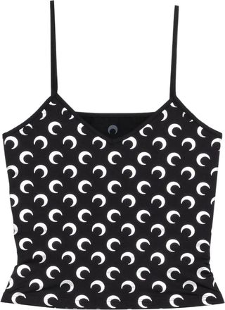 Marine Serre Top con stampa Moon - Nero