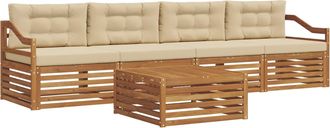 vidaXL Conjunto De Sof&aacute;s De Exterior 5 Uds. Natural Y Beige Vidaxl