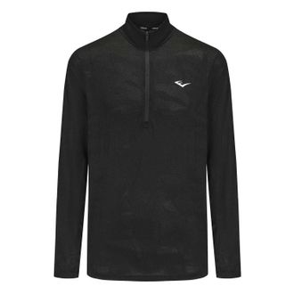 Everlast Heren-shirt met hoge kraag, normale pasvorm en lange mouwen (Zwart)