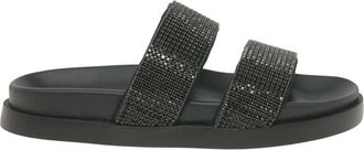 Rieker Slipper met plateauzool en versiering - Dames - Schoenen - Zwart - Maat: 38 EU Leer