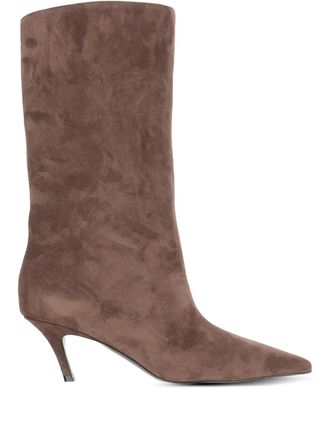 Amina Muaddi 60 mm Fiona laarzen met toelopende neus - Bruin