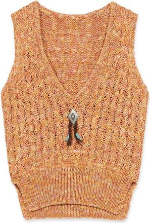 Fortela Lizzy Melange Cotton Knit Vest in Orange at Nordstrom, Size Small Eu