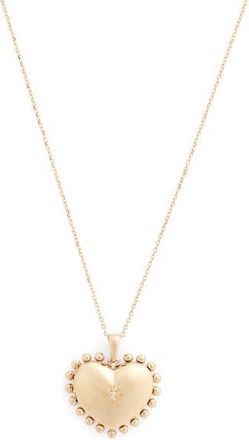 Anzie Mini Dew Drop Heart Locket Necklace in Gold /Diamond at Nordstrom, Size 17
