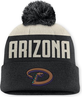 Nike Arizona Diamondbacks Cooperstown Peak Nike Mens MLB Cuffed Pom Beanie in Black | NB1608CODIA-5JZ
