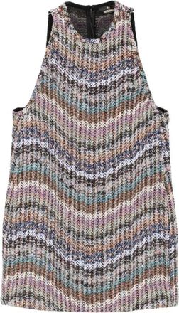 Missoni Chevron Gebreide Mini Jurk met Pailletten - Dames - Kleedjes - Veelkleurig - S - Pailletten - Kleedjes
