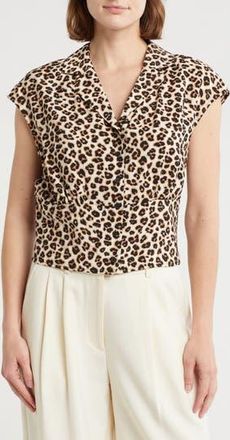 Pleione Patterned Camp Shirt in Cheetah Print at Nordstrom Rack, Size X-Small