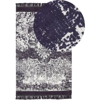 Beliani Beliani - Alfombra De Viscosa Violeta Blanco 140 X 200 Cm Algod&oacute;n Flecos Envejecido Akarsu