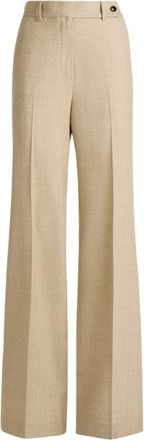 Kiton Hoge Taille Glen Plaid Palazzo Broek - Dames - Wijde Broeken - Beige - XS - Leer - Broeken