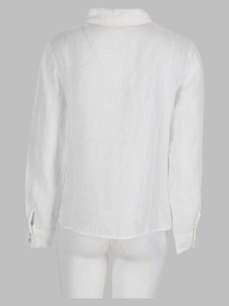 120% Lino Linen Knot Shirt - White