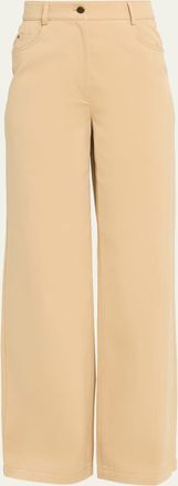 Akris Cooper Wide-Leg Cotton Gabardine Pants