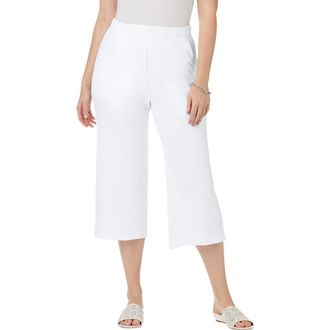 Jessica London Soft Ease Wide Crop in White at Nordstrom, Size Small