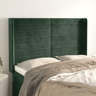 vidaXL Cabecero Con Orejas De Terciopelo Verde Oscuro 147x16x118/128cm Vidaxl