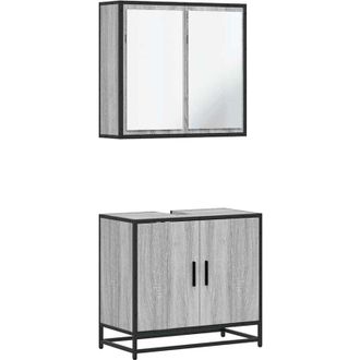 vidaXL Vidaxl - Set De Muebles De Ba&ntilde;o 2 Pzas Madera Contrachapada Gris Sonoma