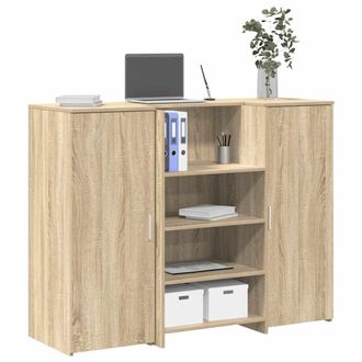 Berkfield Home Reception Desk Sonoma Oak 135x50x103.5 cm Engineered Wood in Brown