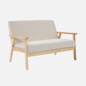 Sweeek Sweeek - Sof&aacute;-banco 2 Plazas, Pana, Patas De Madera, Isak Pana, Crema, 114x69.5x73 Cm