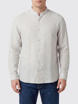 Boglioli Camicia slim fit a righe in lino con collo alla coreana