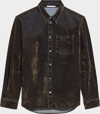 Helmut Lang Mens Flocked Denim Curved Shirt