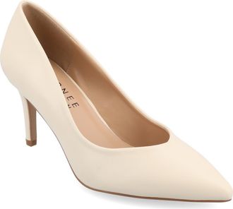 Journee Collection Gabriella SuperNatural Shades Slip On Pointed Toe Pump in Cream at Nordstrom Rack, Size 12