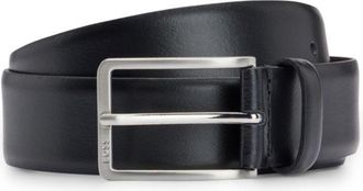 BOSS Smooth-leather belt with logo-engraved buckle