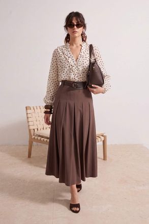 Trendyol Modest Dames Bruin Effen Maxi Kokerrok- rok A-lijn Modest Rokken