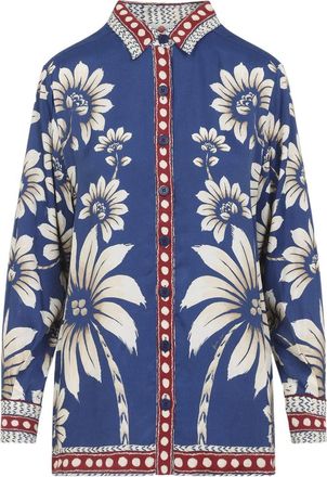 Farm Rio Luna Blue Pajama Shirt