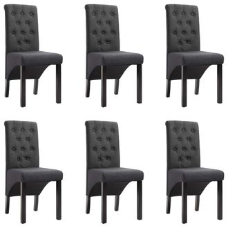 vidaXL Vidaxl - Sillas De Comedor 6 Unidades Tela Gris Oscuro