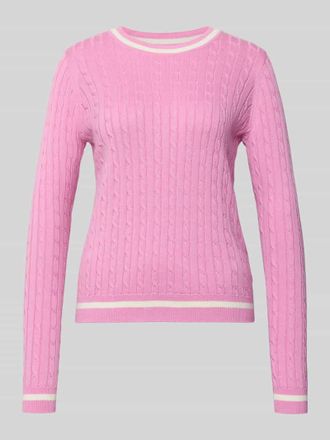 Christian Berg Strickpullover mit gerippten Abschl&uuml;ssen in Rosa, Gr&ouml;&szlig;e XXL