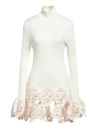 Paco Rabanne Cream Ribbed Crochet Trim Top Size XS