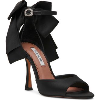 Steve Madden Bougie Ankle Strap Sandal in Black Satin at Nordstrom, Size 6.5