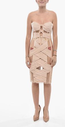 Dsquared2 Fitted Strapless Silk-and-Tulle Dress with Sweetheart Neckline Dsquared2