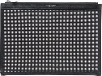 Saint Laurent Pre-owned Clutches, female, Black, Size: ONE SIZE Pre-owned Studded Leather Clutch