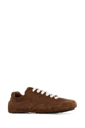 Prada Womens Brown Suede And Re-Nylon Montecarlo Re-Edition 2005 Sneakers Palissandro