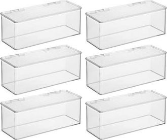 iDesign Stackable Hinged-Lid Storage Box - Set of 6 - Clear at Nordstrom