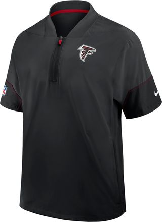 Nike Atlanta Falcons Sideline Coach Nike Mens NFL 1/2-Zip Short-Sleeve Hooded Jacket in Black | 03BO048Y96-2J5