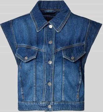 Boss Orange by Hugo Boss BOSS Orange Jeansweste mit Brusttaschen in Dunkelblau, Gr&ouml;&szlig;e XS