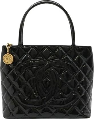 Chanel Pre-owned Handbags, female, Black, Size: ONE SIZE Pre-owned Vintage Leather Shoulder Tote