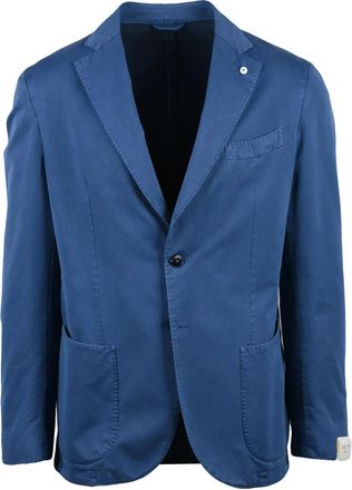L.B.M. 1911 Light Blue Cotton Silk Rounded Jacket