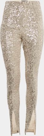 Rotate Beige Sequin Embellished Alicia Pants