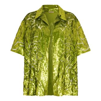 Valentino Garavani Heren, Overhemden, Groen, Maat: M Polyamide