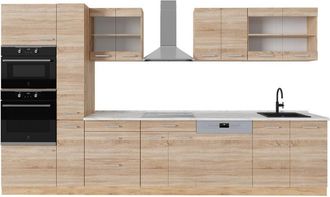 Vicco Cocina Completa R-line, Roble Sonoma/goldkraft, 350 Cm, Et M&aacute;rmol