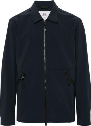 Woolrich logo-patch zip-up jacket - men - Polyester/Elastane - L - Blue