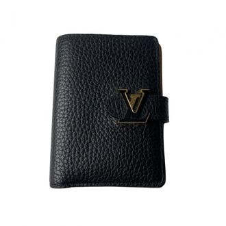 Louis Vuitton Beige Black Leather Wallet (Bi-Fold) (Pre-Owned)