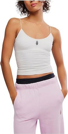Free People Movement Skinny Strap Logo Tank Top Womens Clothing White : MD (Womens 8-10), Cotton/Elastane/Viscose
