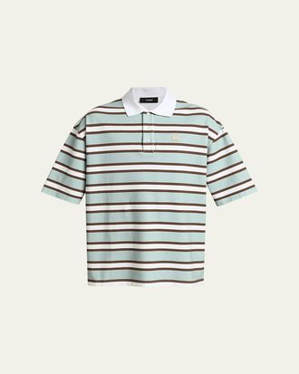 Amiri Mens Cotton Multi-Stripe MA Polo Shirt